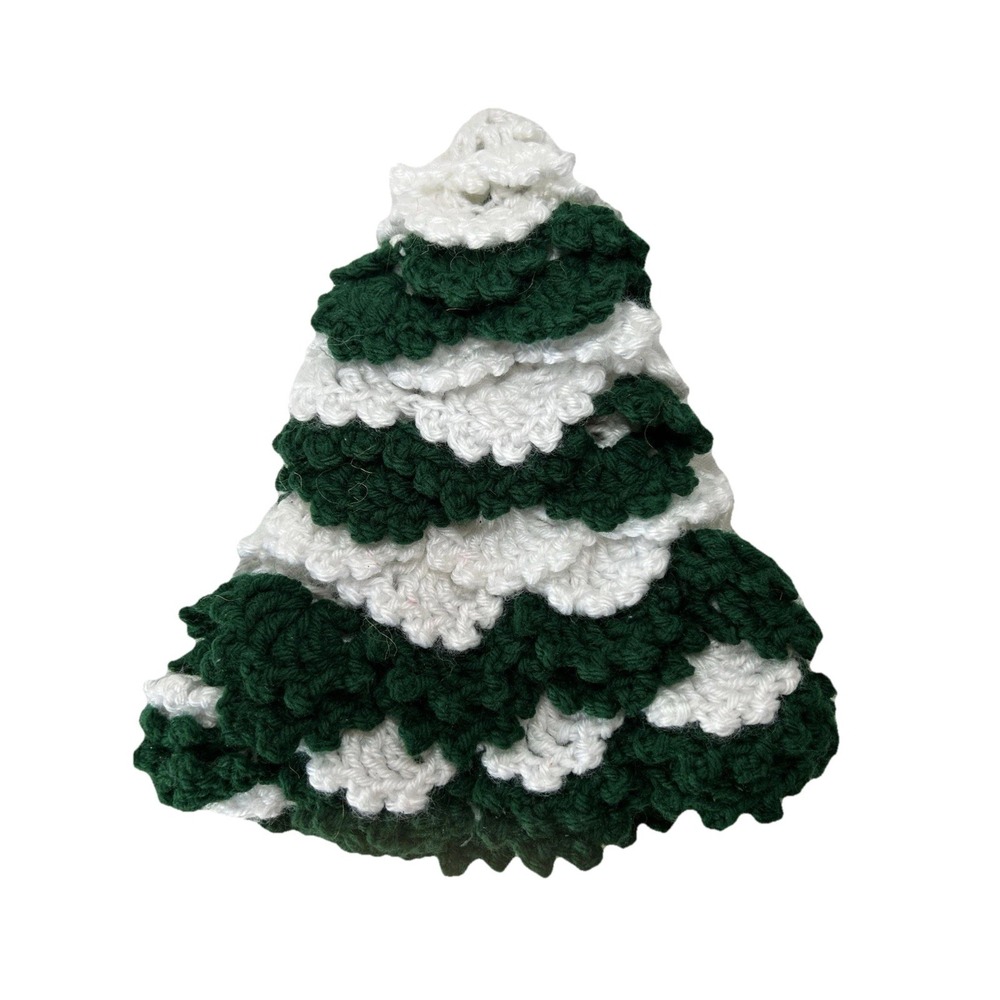 Handmade Vintage 11" Crochet Christmas Tree Decor Cottage Country Kitschy Retro - Picture 8 of 9